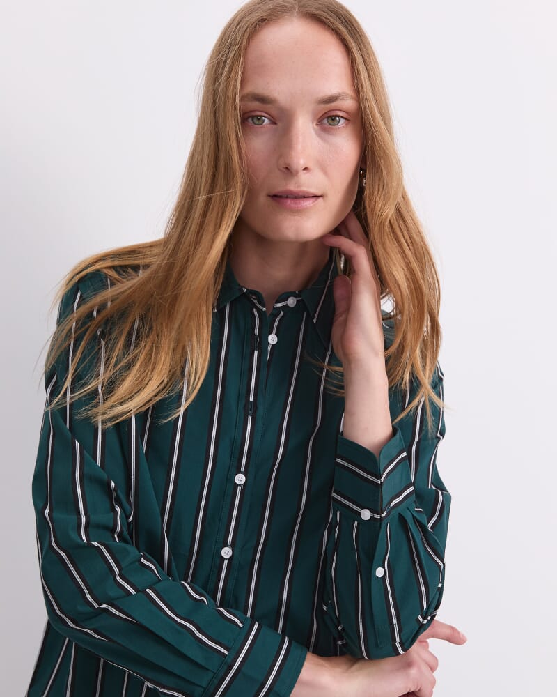 Jade Stripe Long Sleeve Shirt in GREEN MULTI