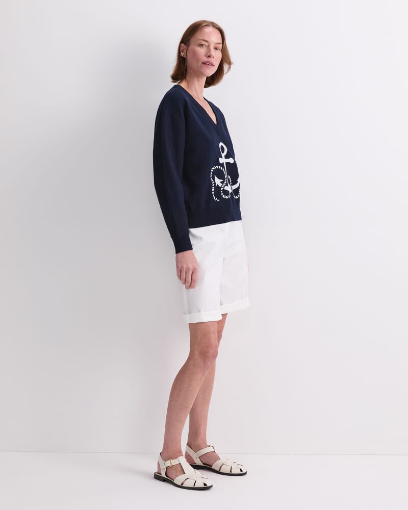 Anchor Jaquard Sweater in NAVY