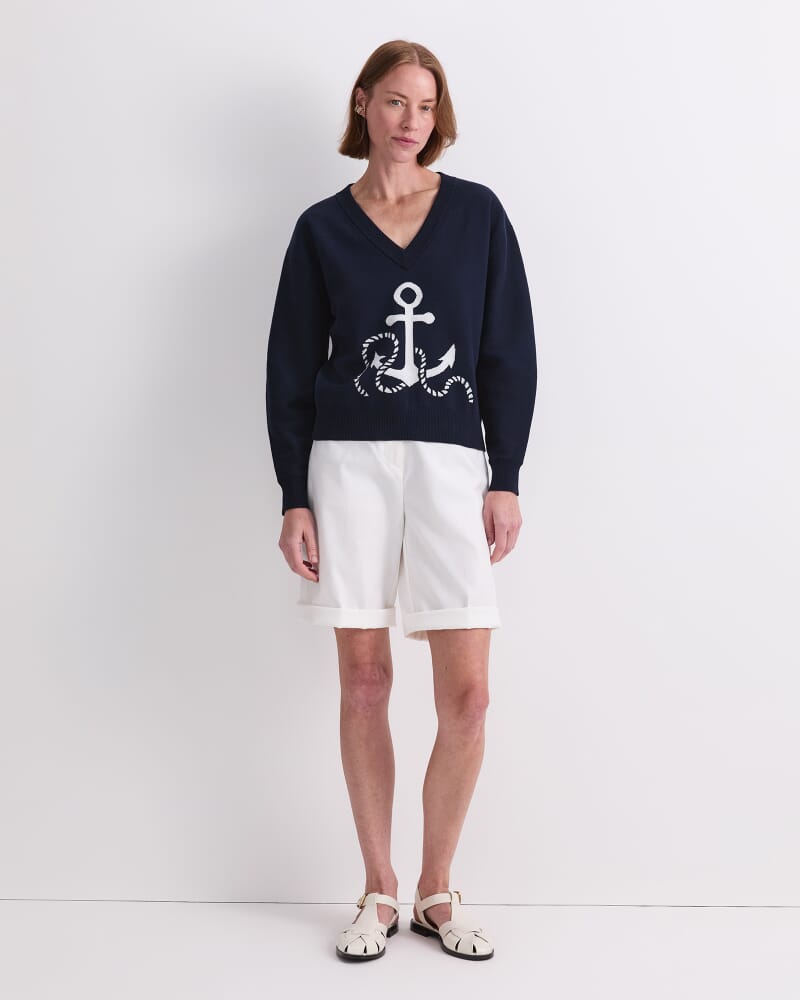 Anchor Jaquard Sweater in NAVY