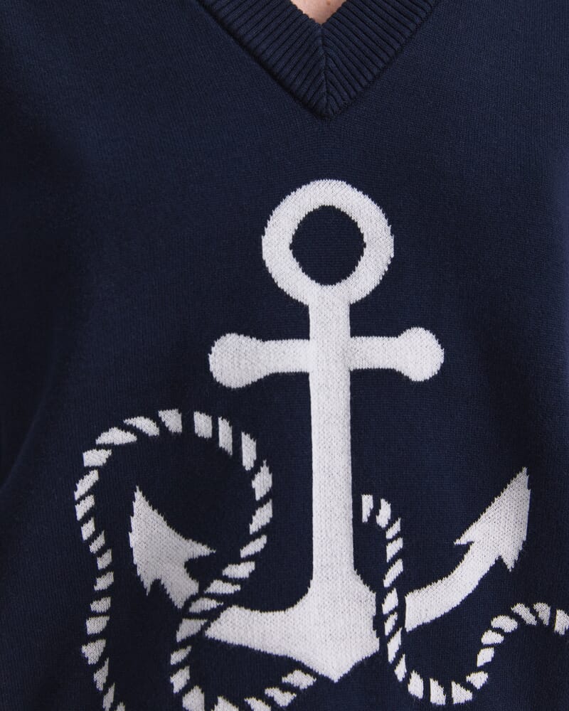 Anchor Jaquard Sweater in NAVY
