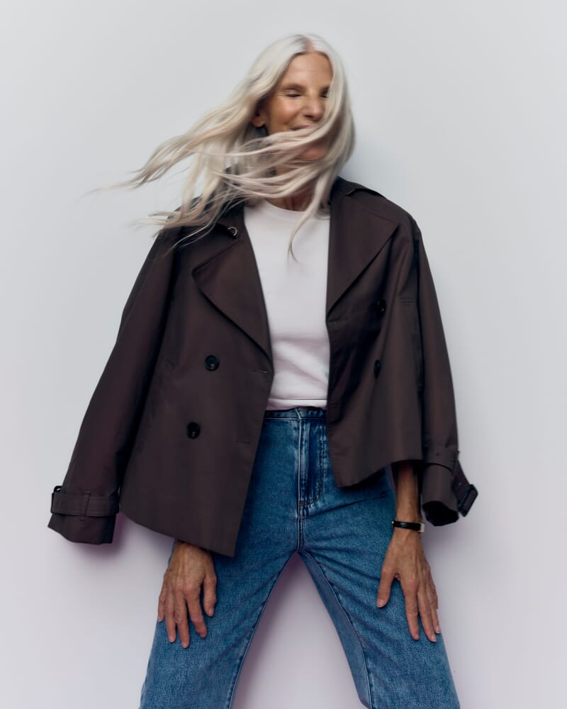 Audrey Crop Trench in BITTER CHOCOLATE