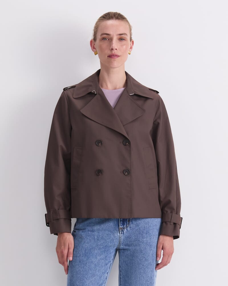 Audrey Crop Trench in BITTER CHOCOLATE