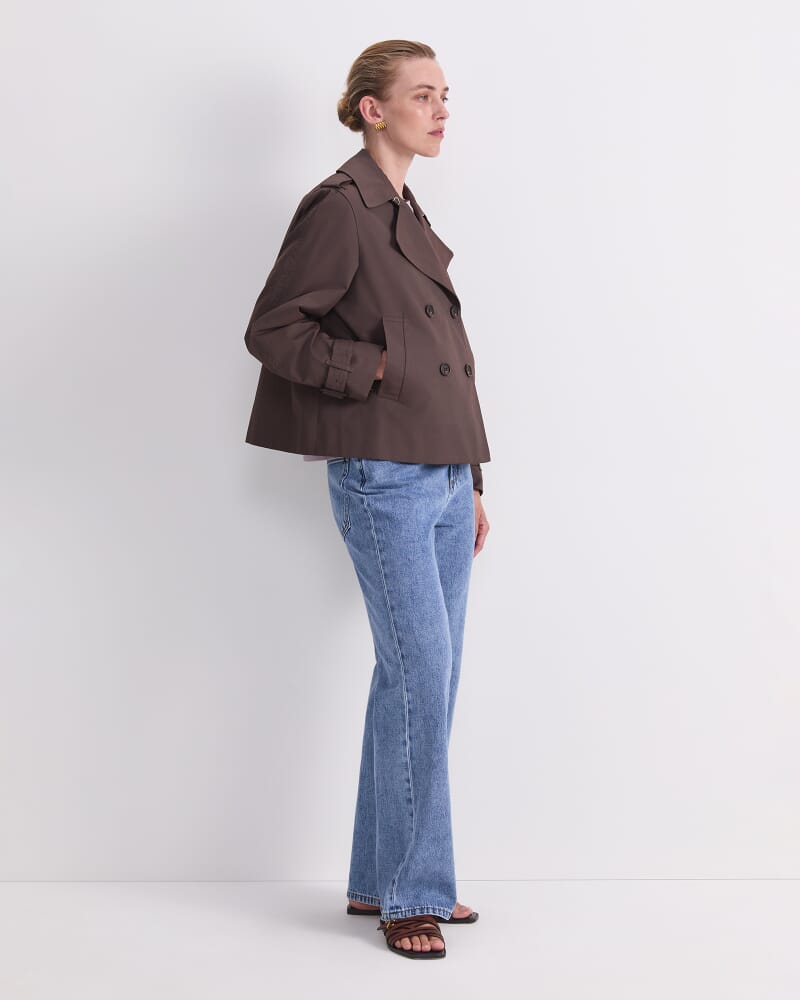 Audrey Crop Trench in BITTER CHOCOLATE