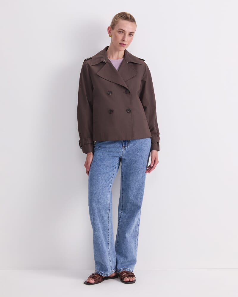 Audrey Crop Trench in BITTER CHOCOLATE