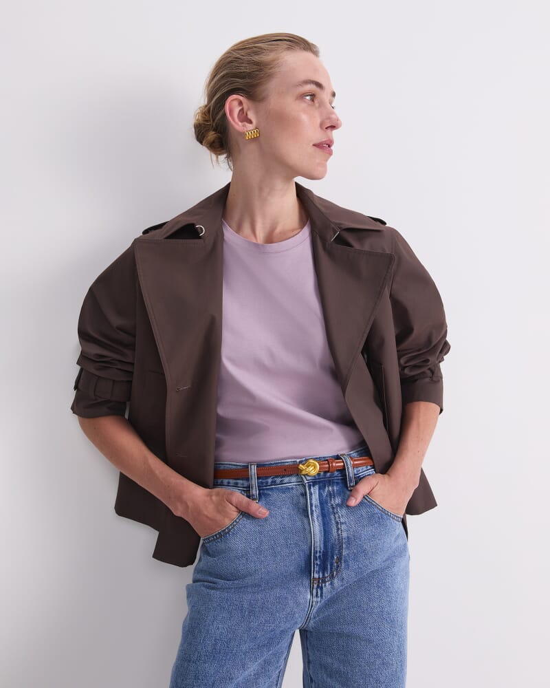 Audrey Crop Trench in BITTER CHOCOLATE