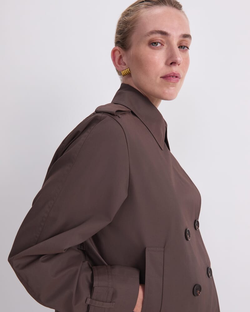 Audrey Crop Trench in BITTER CHOCOLATE