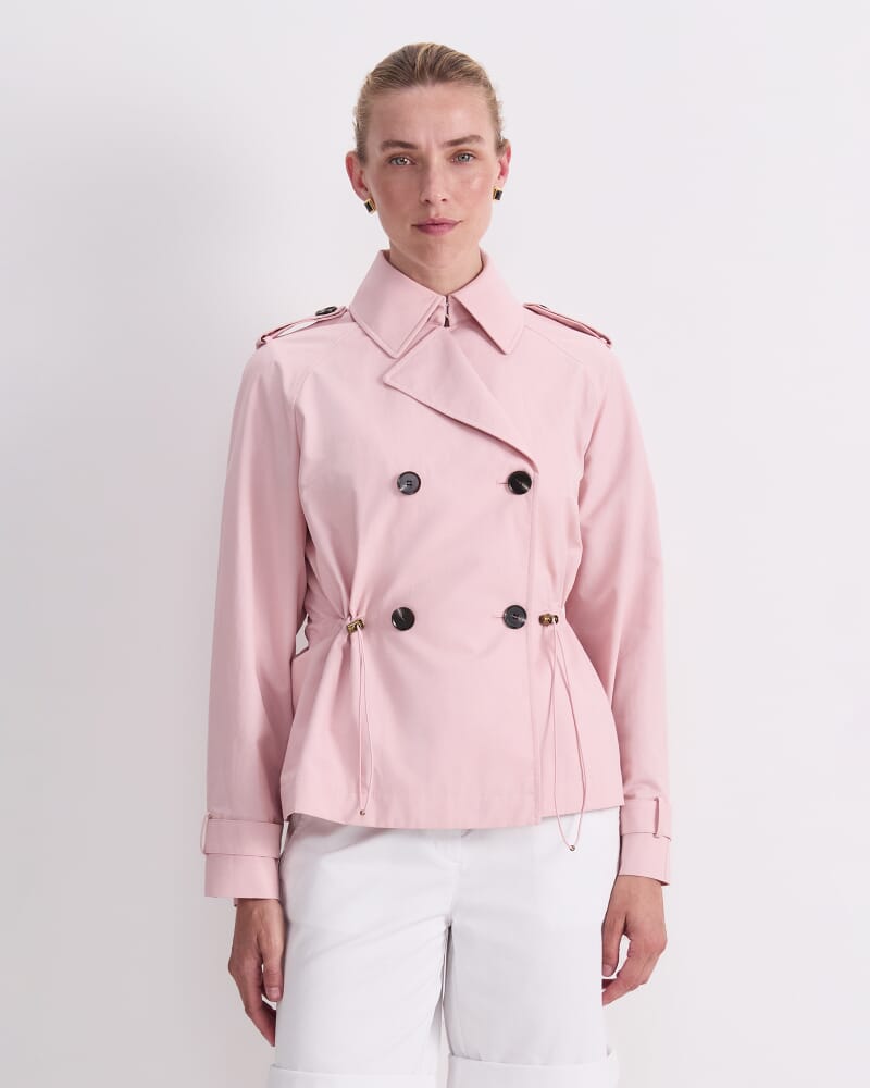 Audrey Drawcord Trench in PINK