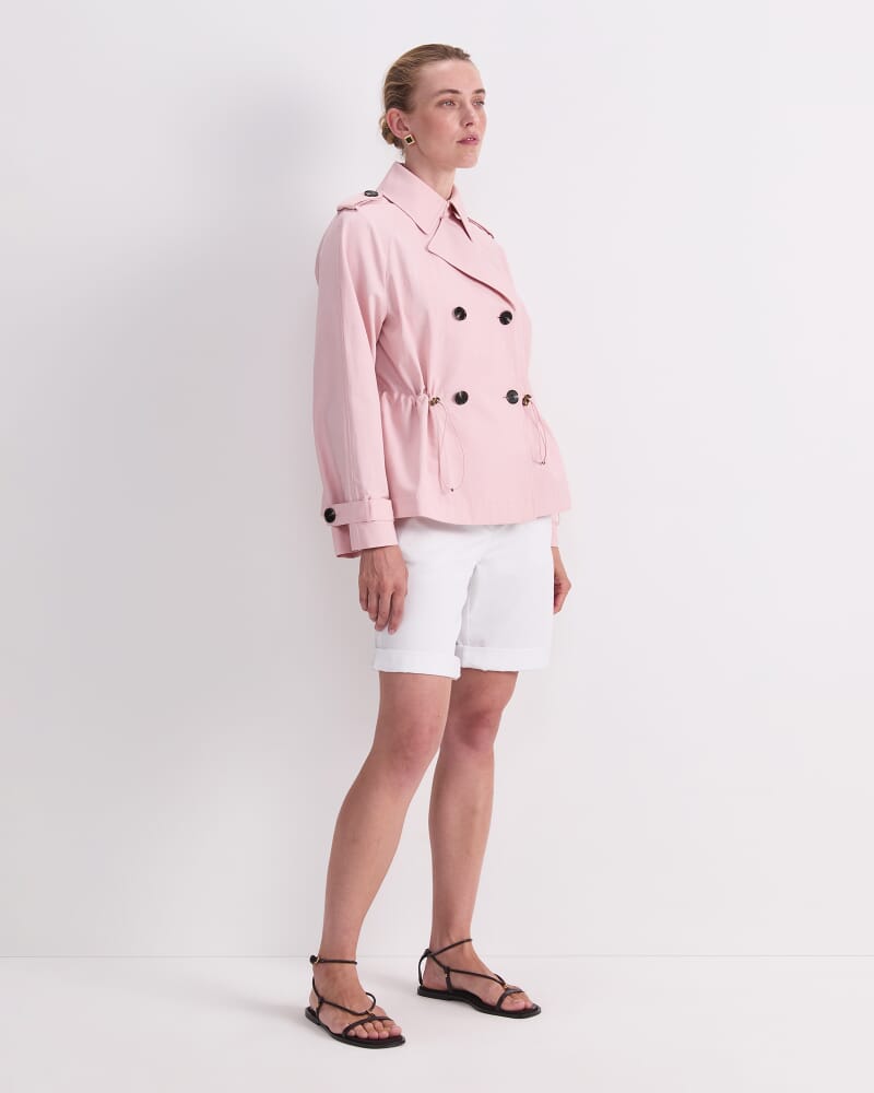 Audrey Drawcord Trench in PINK