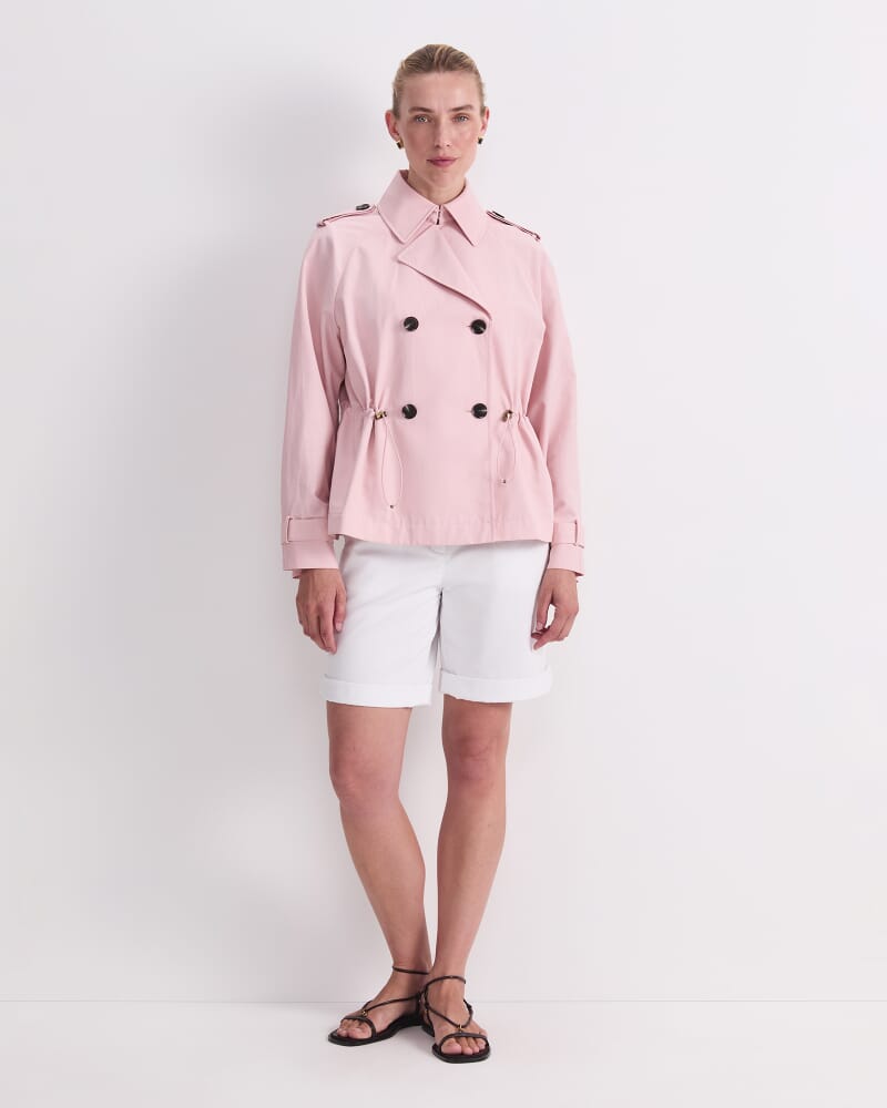 Audrey Drawcord Trench in PINK