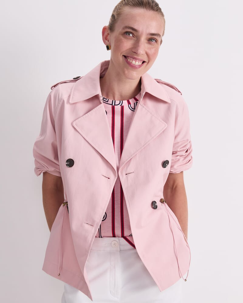 Audrey Drawcord Trench in PINK