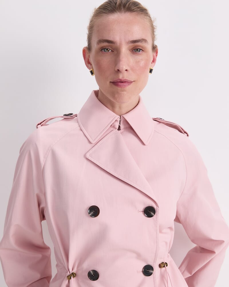 Audrey Drawcord Trench in PINK