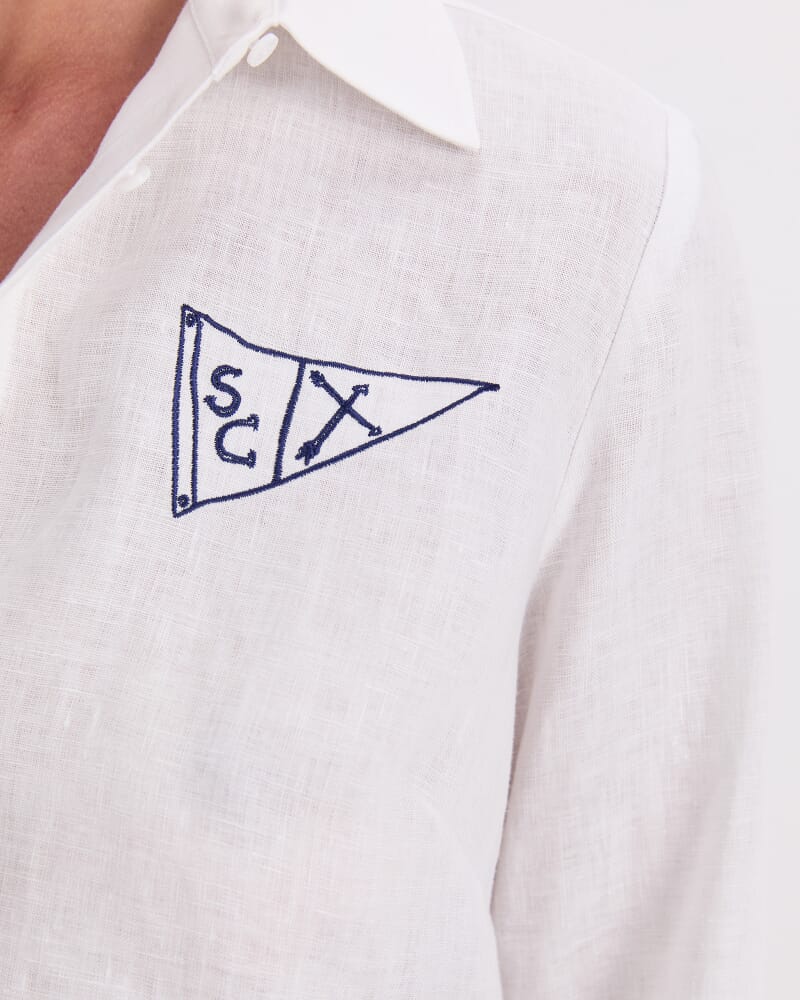 Ariana Embroidered Shirt in WHITE/NAVY