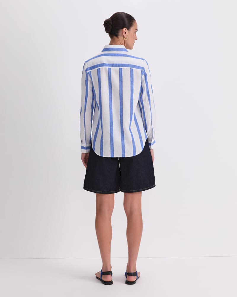 Dee Stripe Shirt in WHITE/BLUE