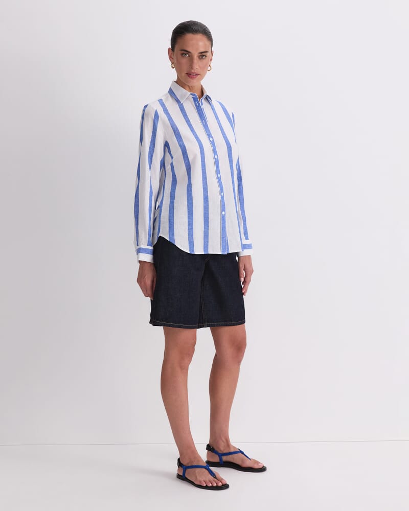Dee Stripe Shirt in WHITE/BLUE