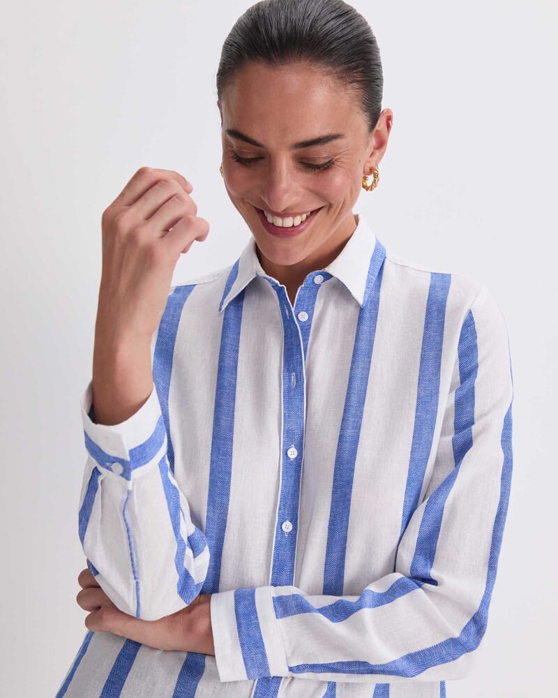 Dee Stripe Shirt in WHITE/BLUE