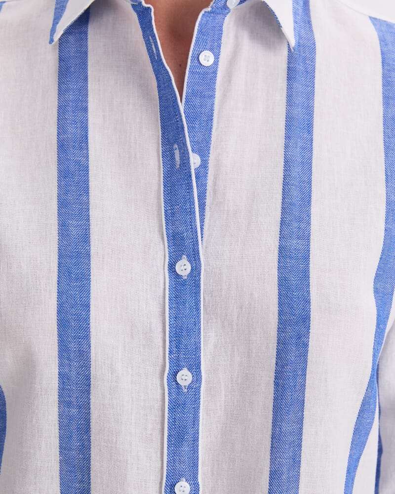 Dee Stripe Shirt in WHITE/BLUE