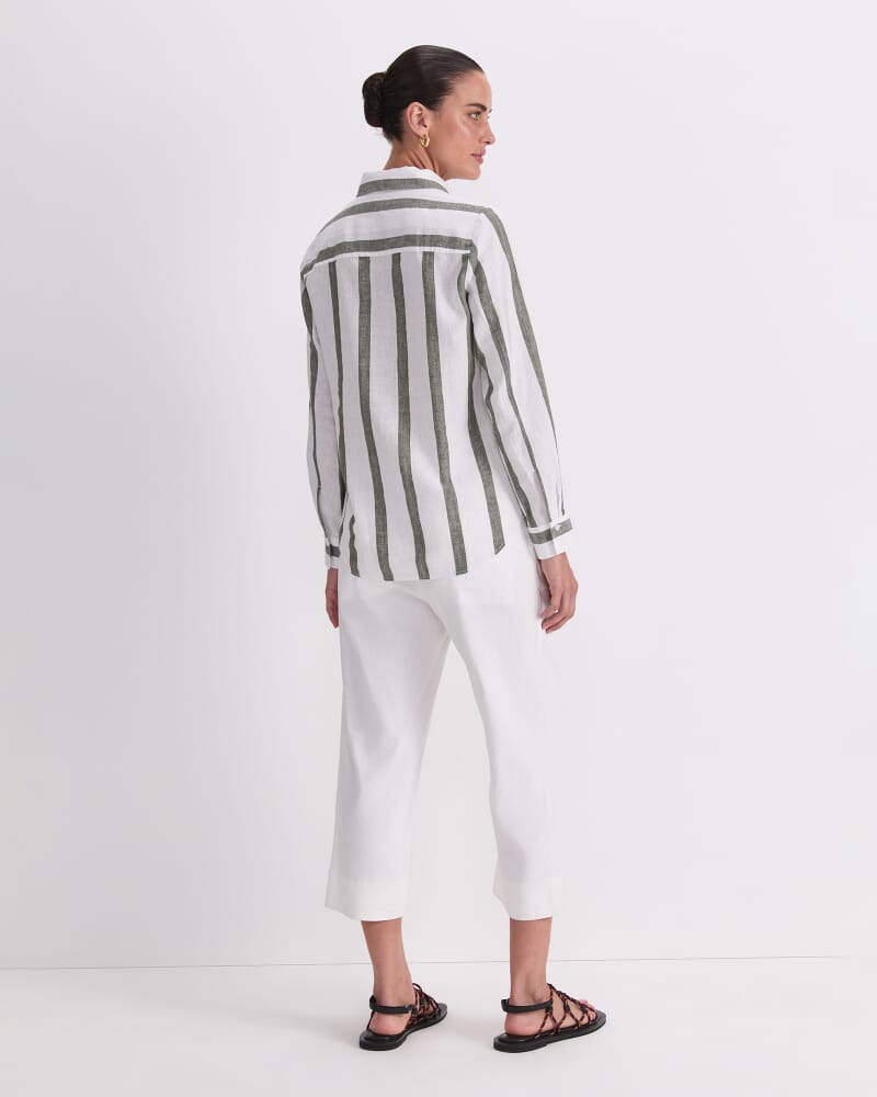 Dee Stripe Shirt in WHITE/KHAKI