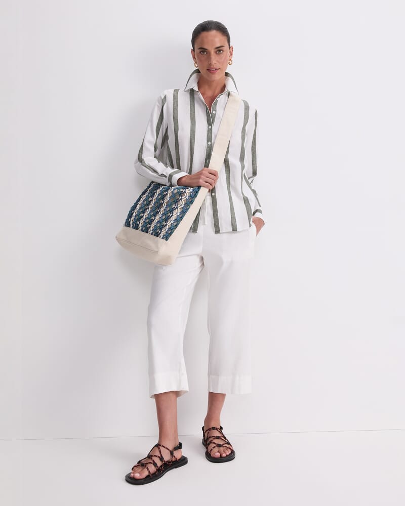 Dee Stripe Shirt in WHITE/KHAKI