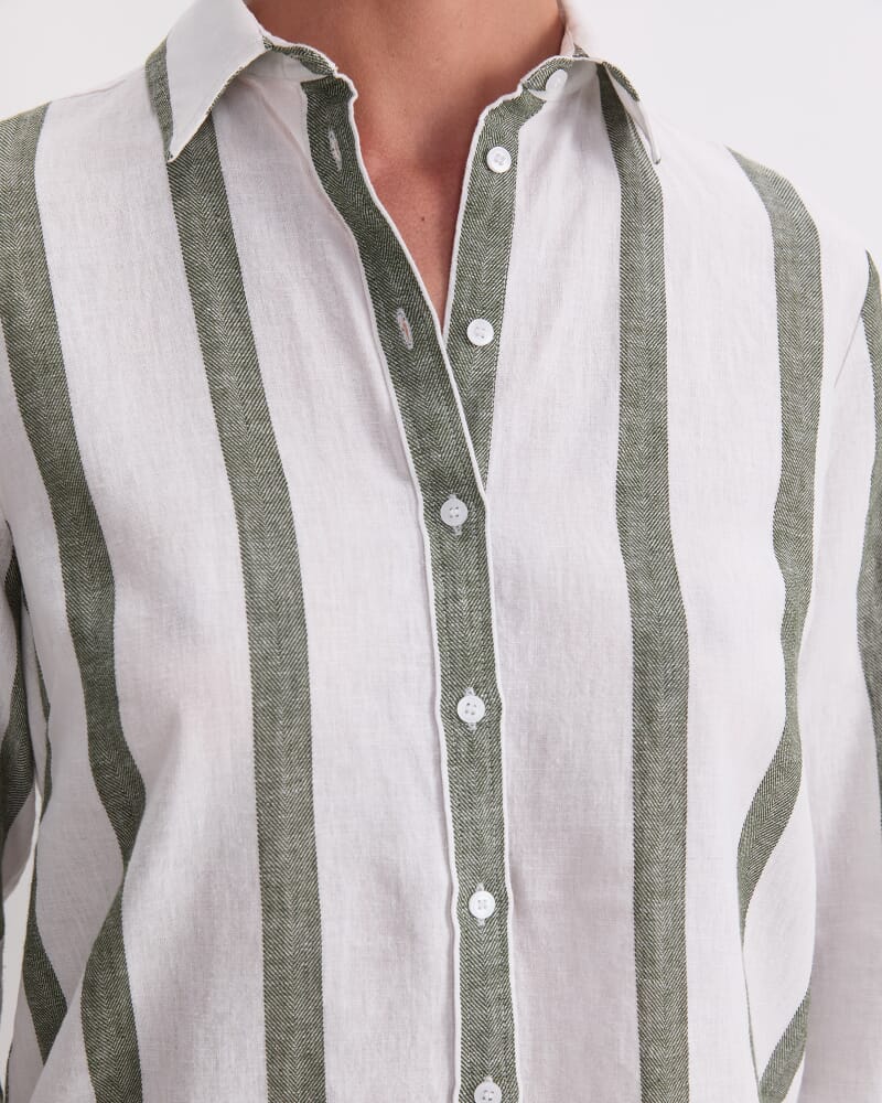 Dee Stripe Shirt in WHITE/KHAKI
