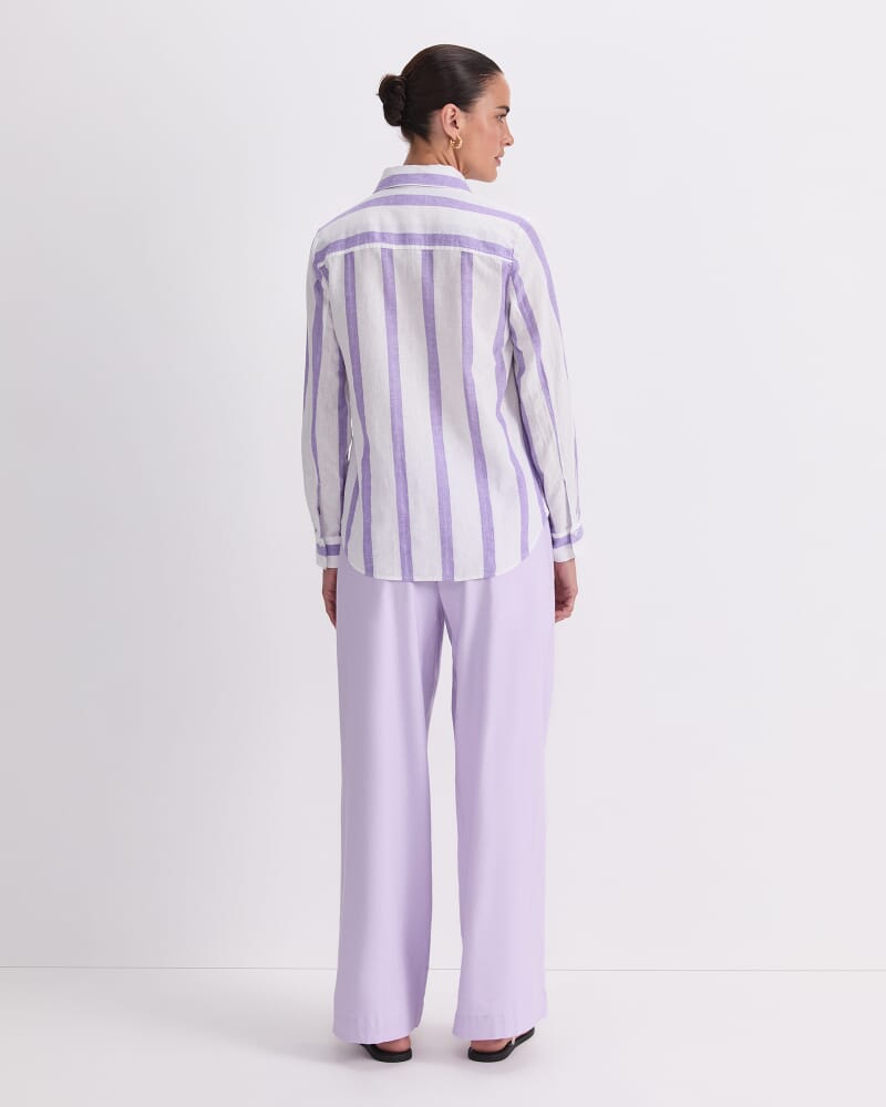 Dee Stripe Shirt in WHITE/PURPLE