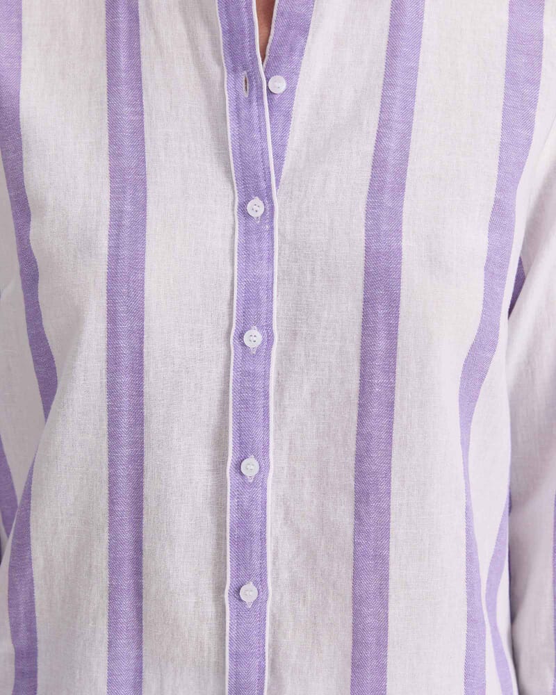 Dee Stripe Shirt in WHITE/PURPLE