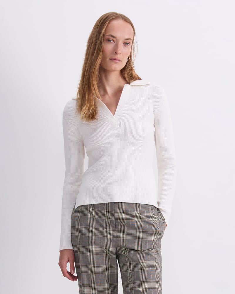 Crafted Collar Rib Polo in WINTER WHITE