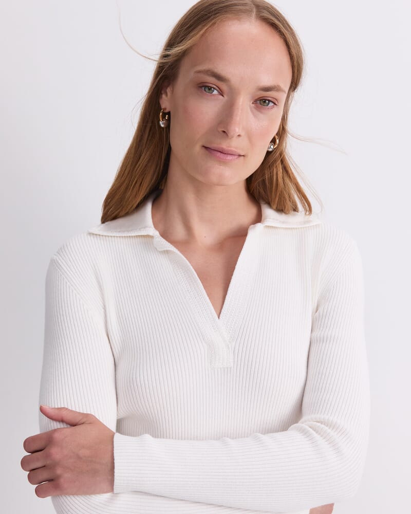 Crafted Collar Rib Polo in WINTER WHITE
