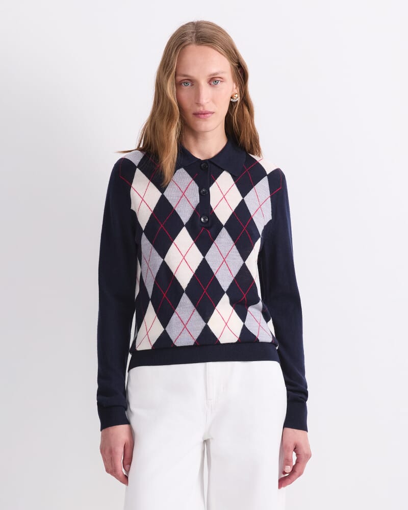 Francis Argyle Polo in NAVY MULTI