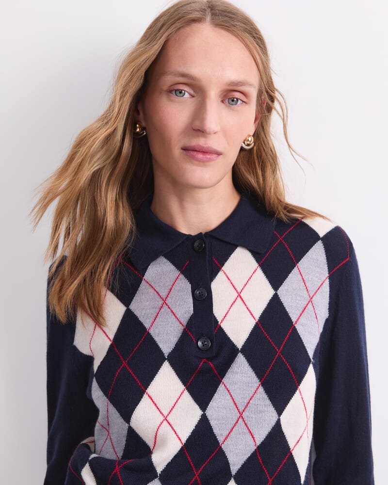 Francis Argyle Polo in NAVY MULTI