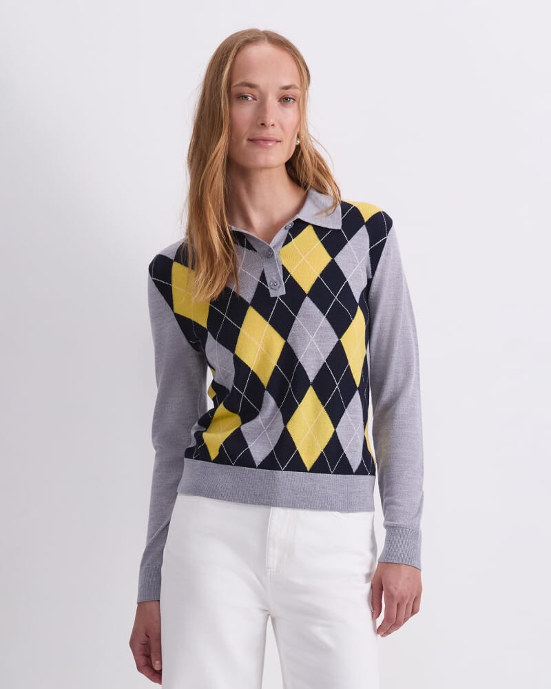 Francis Argyle Polo in GREY MULTI