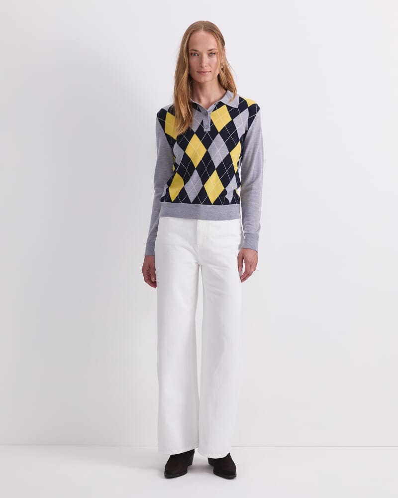 Francis Argyle Polo in GREY MULTI