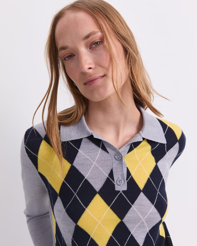 Francis Argyle Polo in GREY MULTI