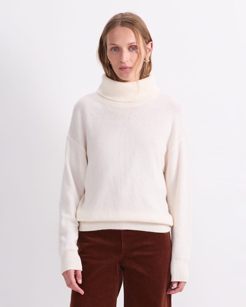 Sunshine Roll Neck Sweater in WINTER WHITE