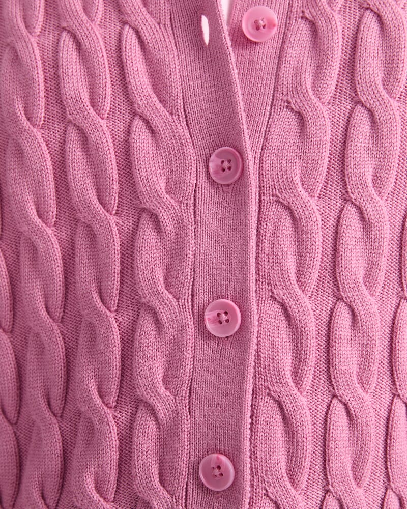 Merino Cable Cardigan in PINK SALT