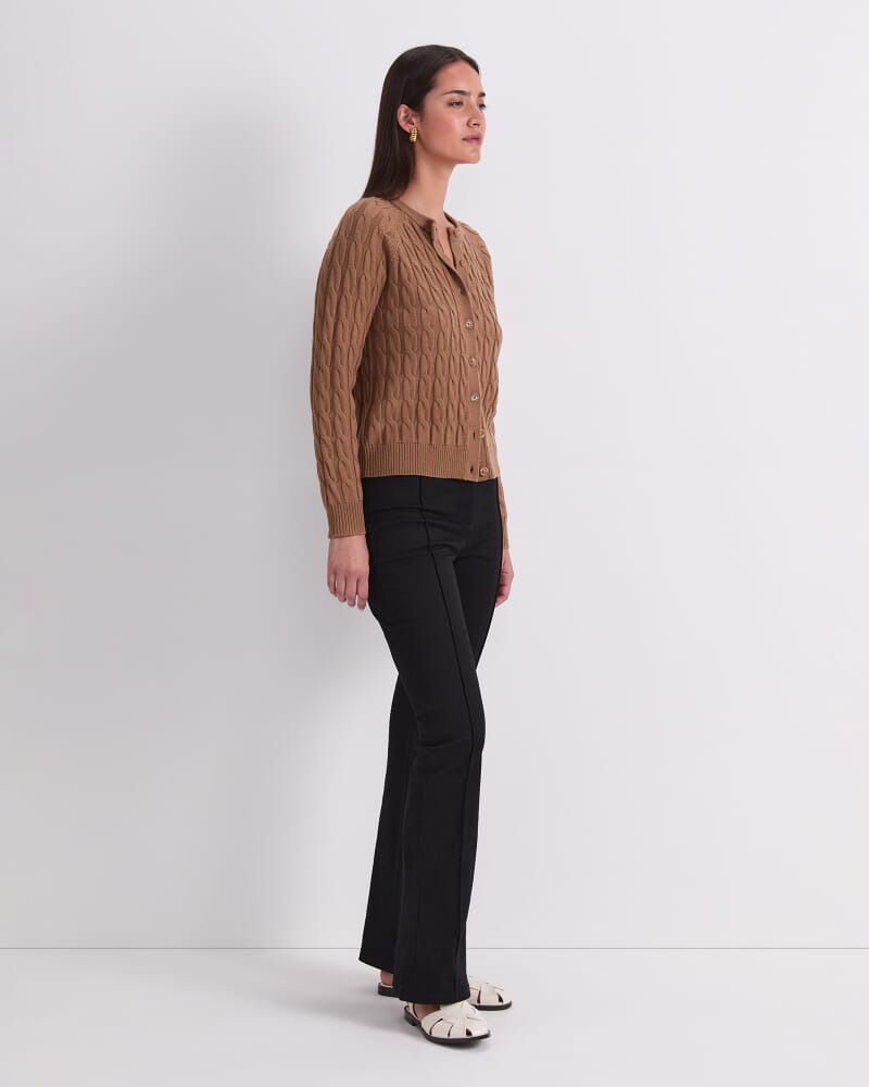 Merino Cable Cardigan in CAMEL