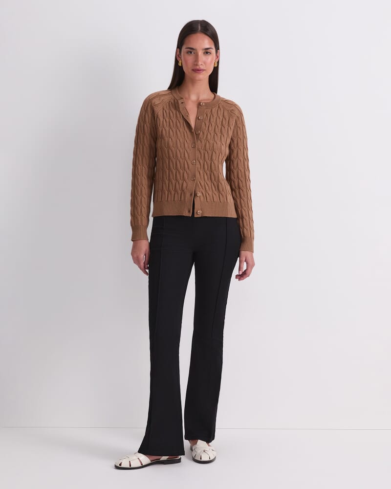 Merino Cable Cardigan in CAMEL