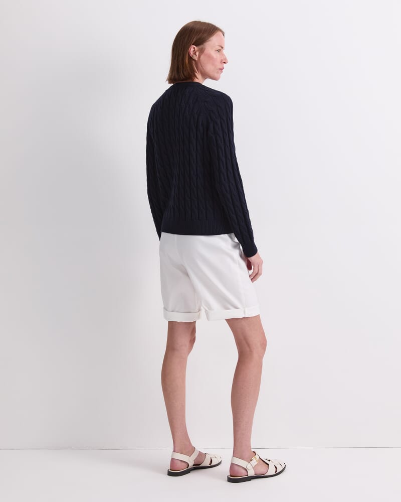 Merino Cable Cardigan in NAVY
