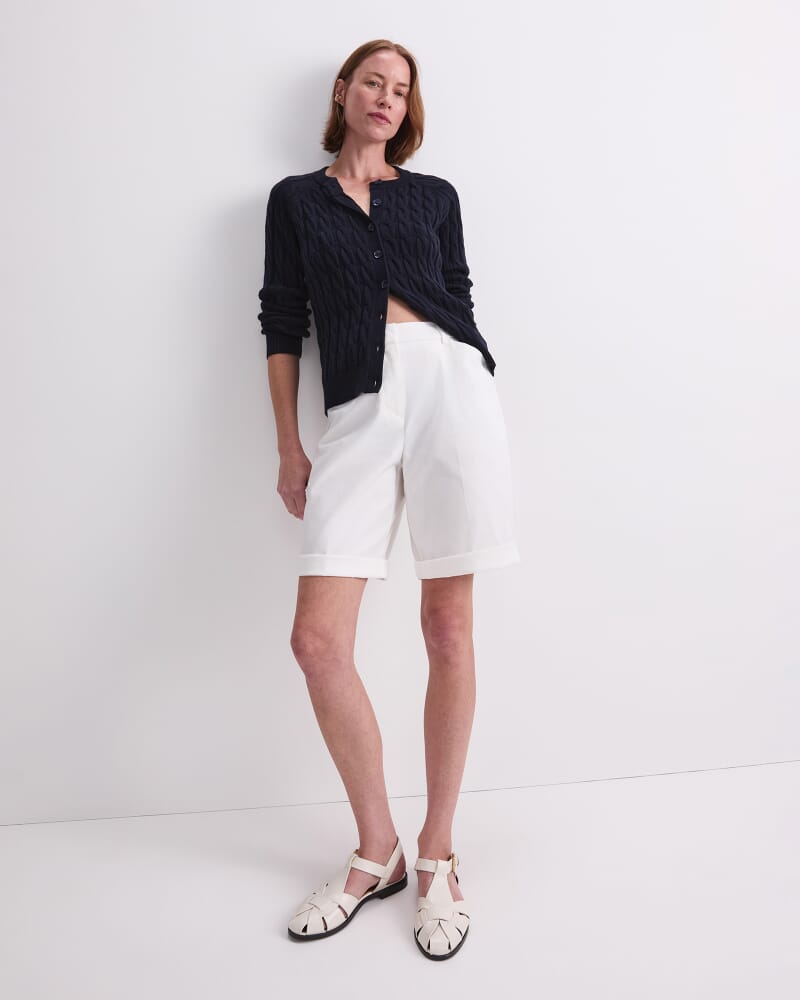 Merino Cable Cardigan in NAVY