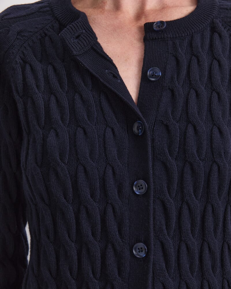 Merino Cable Cardigan in NAVY