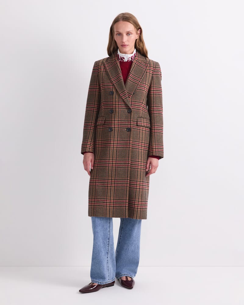 Gia Double Breasted Check Coat in MULTI