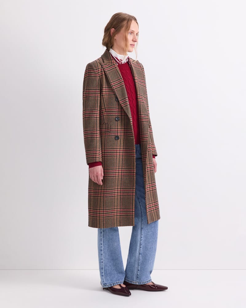 Gia Double Breasted Check Coat in MULTI