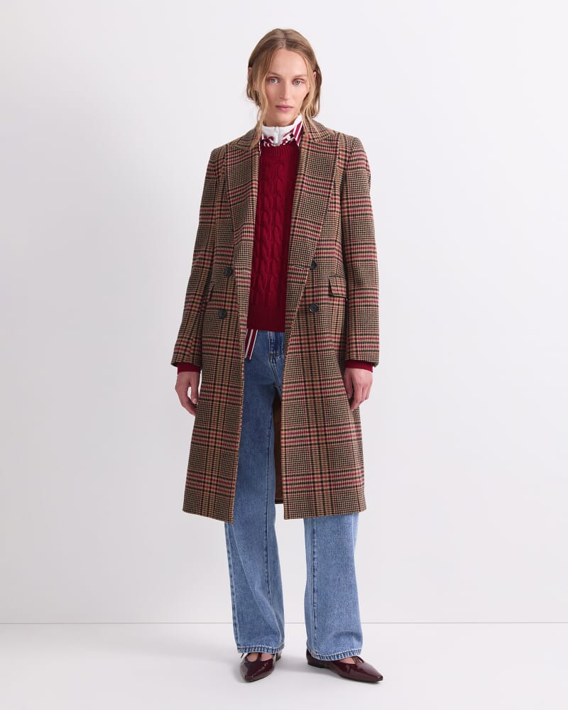 Gia Double Breasted Check Coat in MULTI