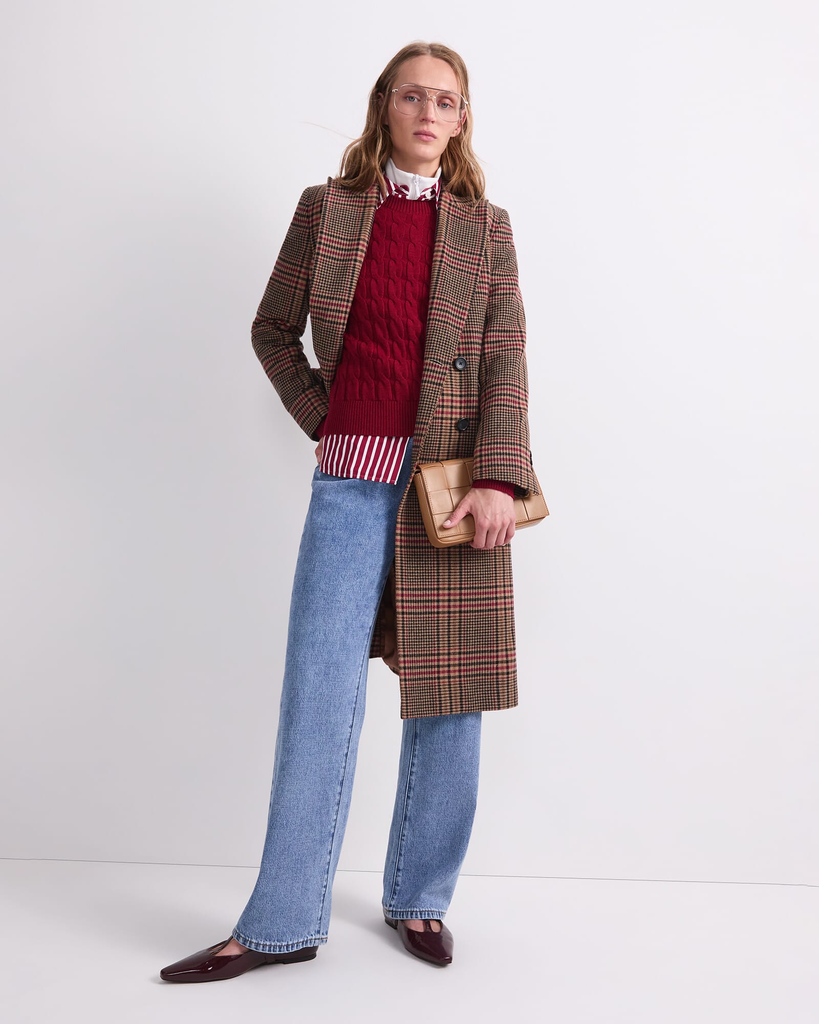 Gia Double Breasted Check Coat