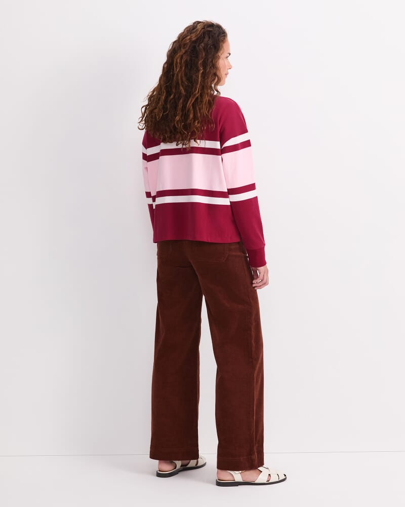 Joanna Cropped Rugby Shirt in WINE