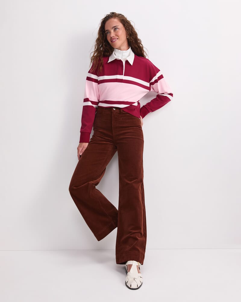 Joanna Cropped Rugby Shirt in WINE
