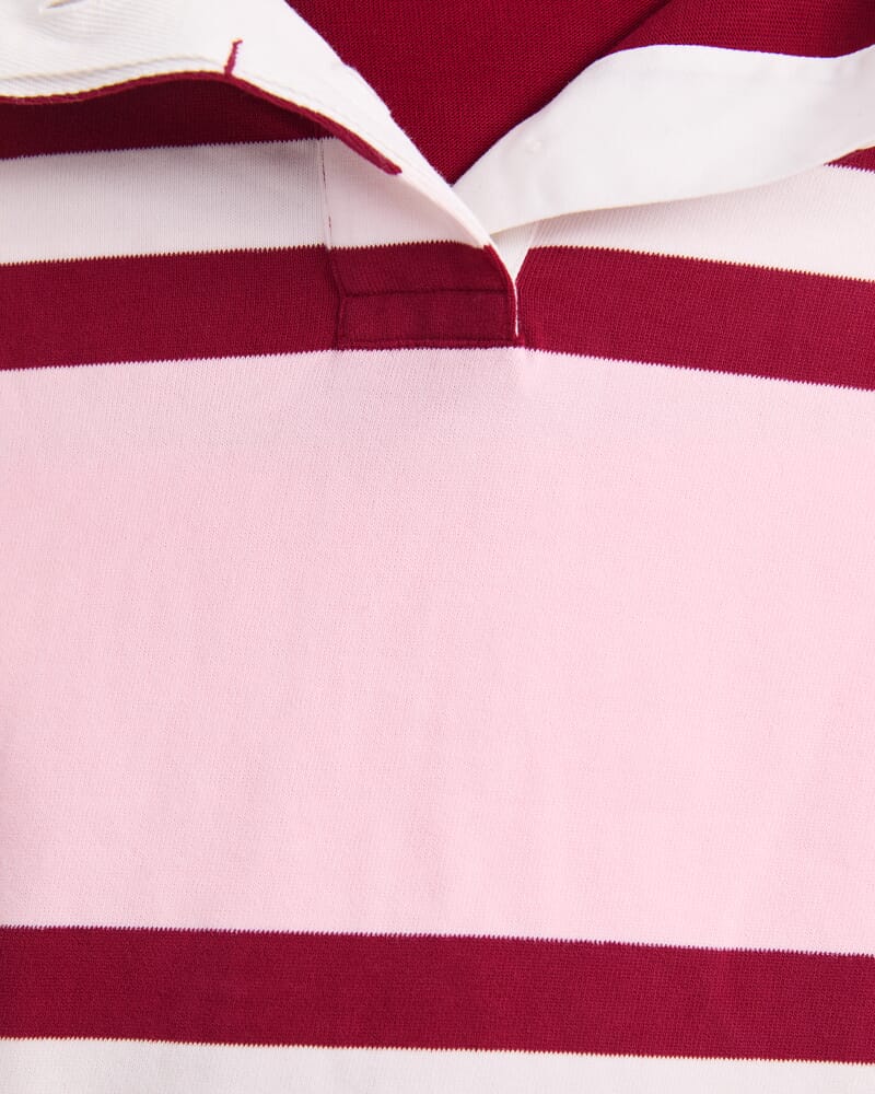 Joanna Cropped Rugby Shirt in WINE