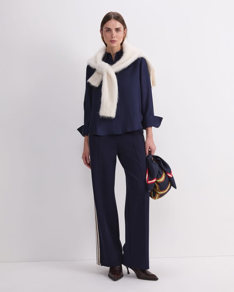 Mira Silk Blouse in NAVY