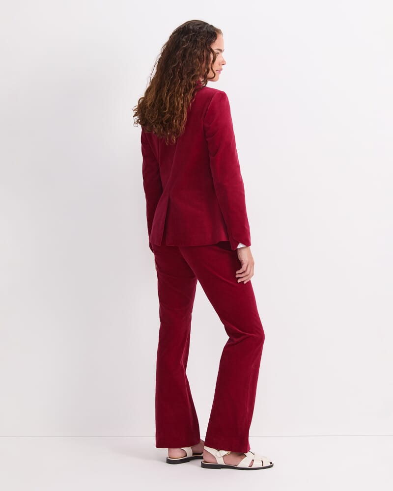 Thea Velvet Blazer in WINE