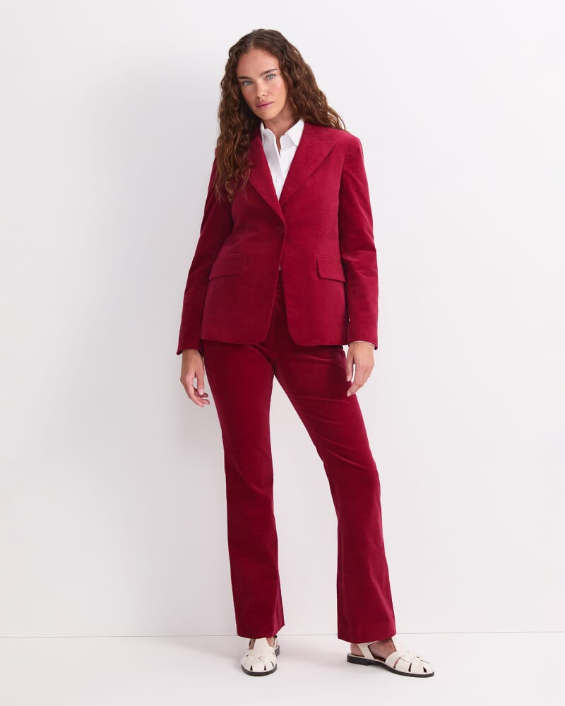 Thea Velvet Blazer in WINE