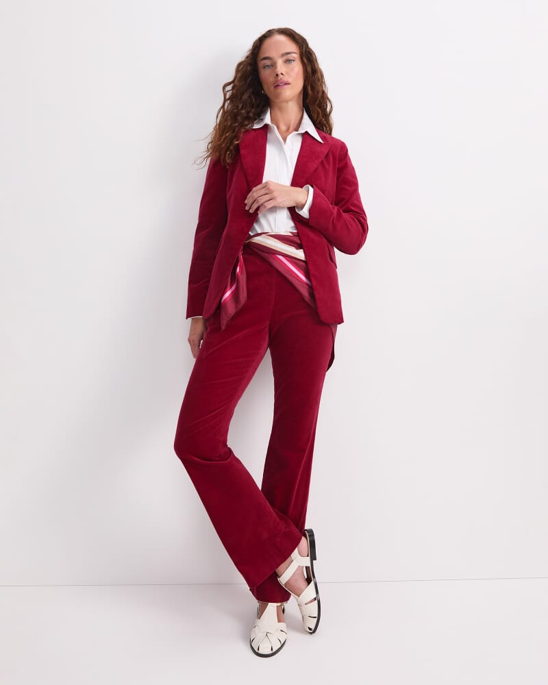 Thea Velvet Blazer in WINE